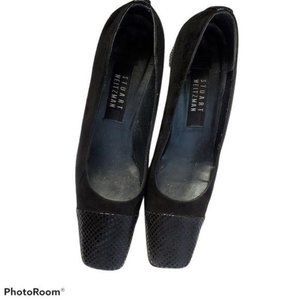 Stuart Weitzman Embossed Square Toe Pumps